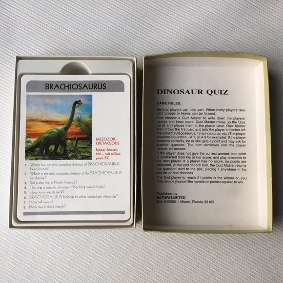 Dinosaur Quiz Kids Educational Card Game Prehistoric Animals Learning Homeschool - Picture 3 of 12